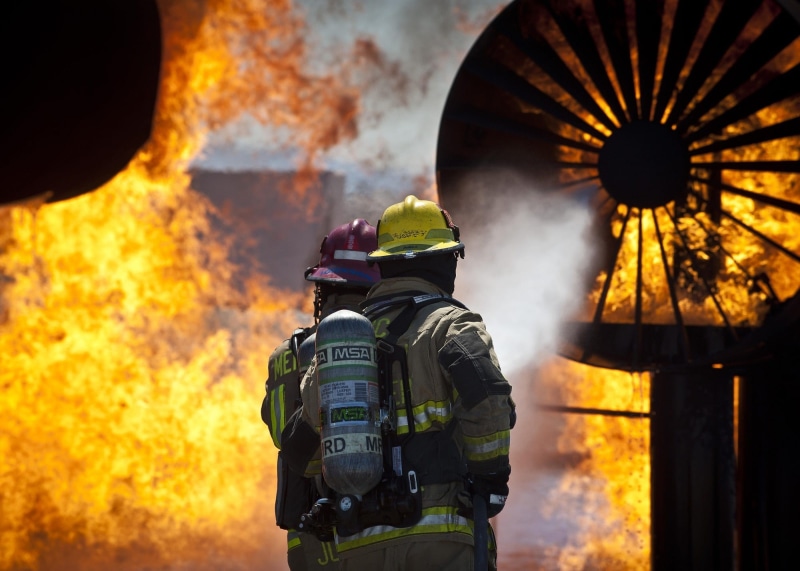 inferno, emergency services occupation, firefighters, training, live, helmet, flame, service, holding, front, job, fireman, hose, 1080P, heat - temperature