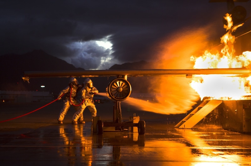 protection, fire, reflection, safety, outdoors, sky, job, equipment, digital composite, cloud - sky, no people, nozzle, burning, military, night, holding