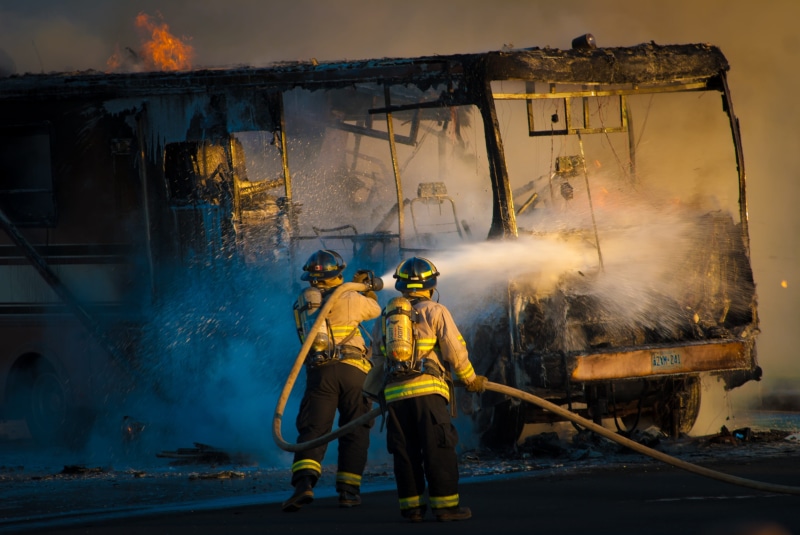 firefighting, standing, helmet, firefighters, firefighter, safety, danger, hose, 4K, security, accidents and disasters, heat, protection, flame, bus, communication