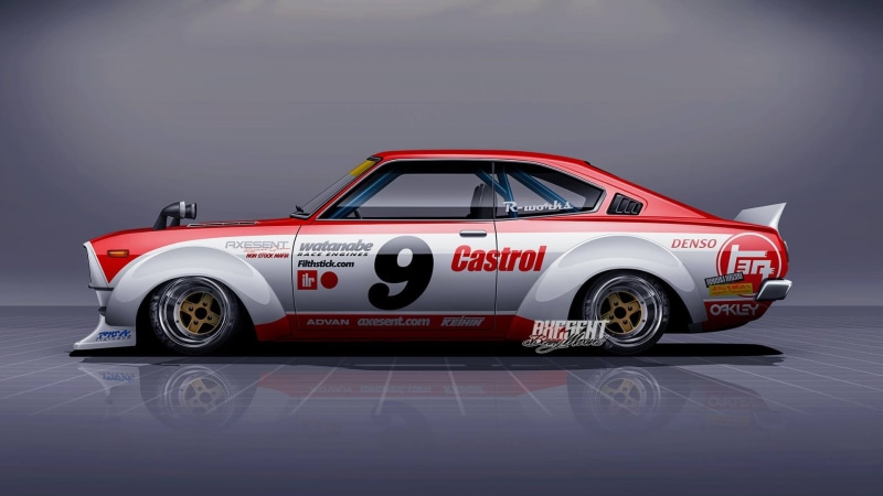 JDM, security, 1975 Toyota Carina Series 1, competition, render, motor vehicle, number, sign, authority, accidents and disasters, mode of transportation