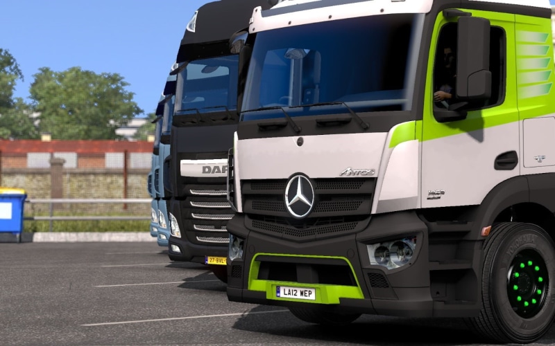 city, sky, Euro Truck Simulator 2, semi-truck, accidents and disasters, land vehicle, road, day, parking, no people, architecture, car, trucks, mode of transportation