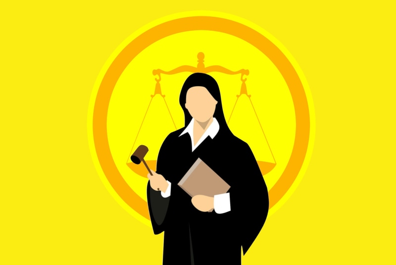 indoors, men, ni, waist up, robes, court, front view, human arm, justice, authority, geometric shape, yellow, criminal, courthouse, case, judgement, well-dressed