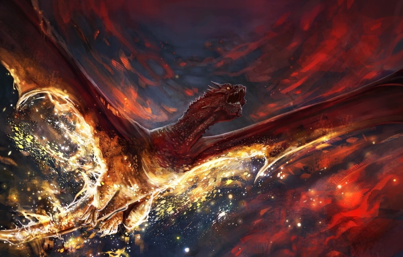 The Hobbit: The Desolation of Smaug, Smaug, digital art, 1080P, dragon, fantasy art, fire, magic, artwork
