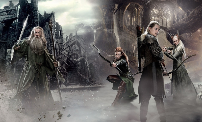 mystery, beauty, archer, weapon, beautiful woman, staff, nature, 2nd movie, Gray wizard, arts culture and entertainment, Middle Earth, clouds, aggression