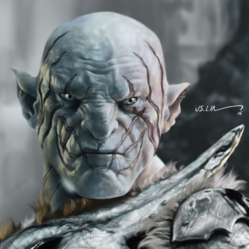 drawing, Jinsung Lim, Middle Earth, The Lord of the Rings, Azog the Defiler, digital painting, realistic, fan art, The Hobbit, digital art, artwork, 1080P
