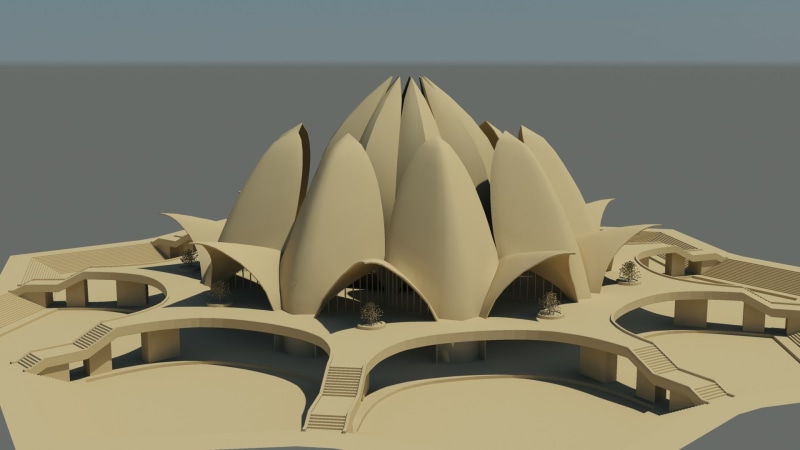 digital art, temple, white color, low angle view, built structure, design, city, New Delhi, sky, outdoors, building exterior, India, no people, CGI, architecture