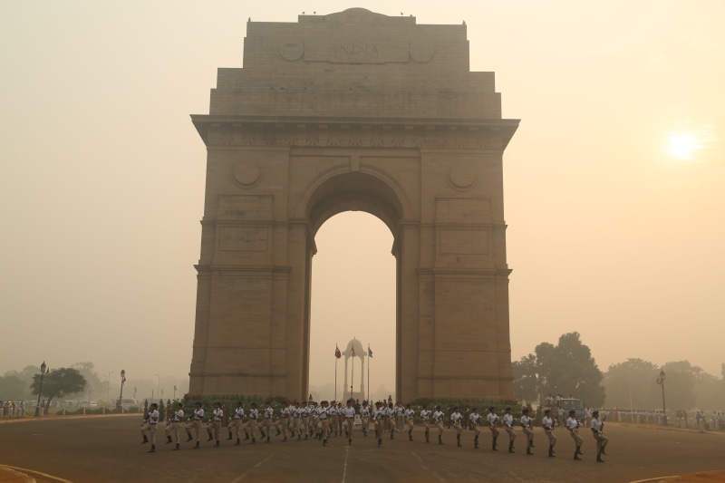 morning, 5K, city, crowd, monument, architecture, large group of people, new delhi, nature, arch, sun, the past, sunset, india gate, travel destinations