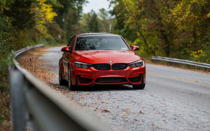 F80, Autumn, Forest, BMW, RED, 1080P, Road