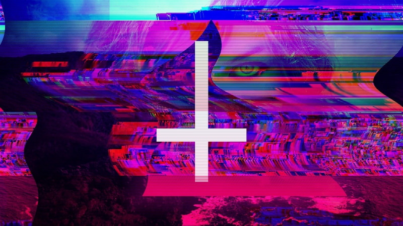 Satan, 720P, glitch art, inverted, cross