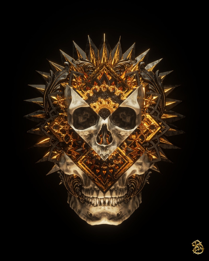 religion, billelis, dark, 1080P, skull, death, gold