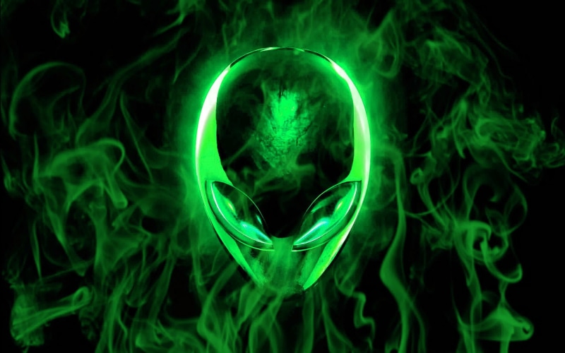 digital art, 1080P, Alienware, green, skull