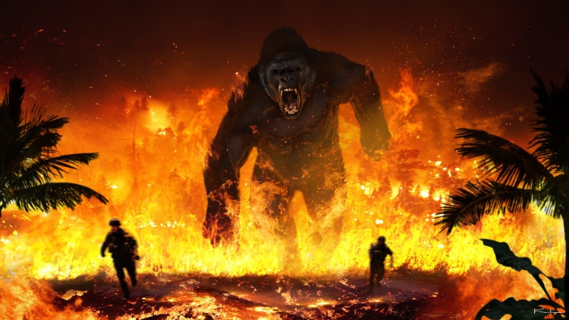 1080P, King Kong, Kong: Skull Island, Movie, Fire
