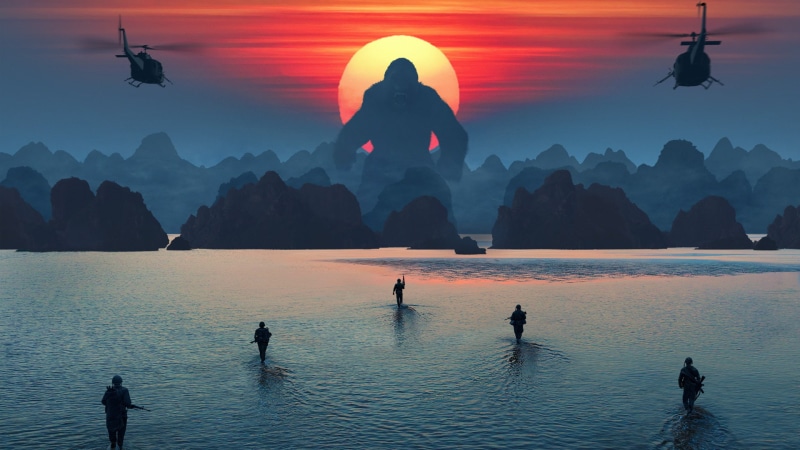 1080P, movies, Kong: Skull Island, King Kong, sunset, digital art