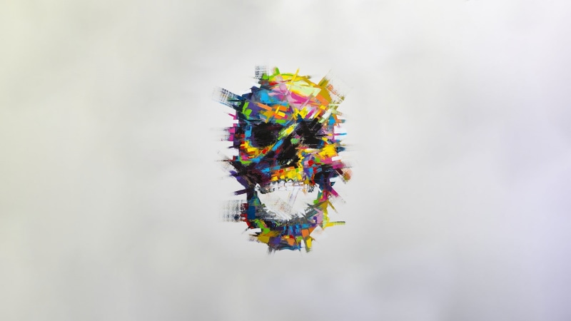 no people, 1080P, art and craft, close-up, variation, white background, illustration, skull, day, multicolored, indoors, jewelry, still life, personal accessory