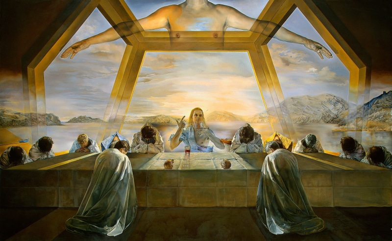 pictura, 2K, religion, people, art and craft, nature, sitting, built structure, sculpture, The last supper, women, salvador dali, leisure activity, art