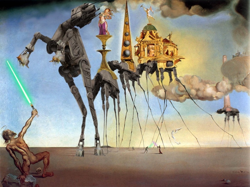 star, space, wars, dali, x, hd, Salvador Dali, Star Wars, art, stars, artwork, 480P, salvador