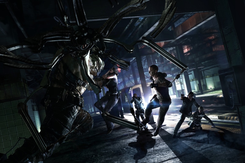 weapons, adult, two people, transportation, Leon Scott Kennedy, monster, men, built Structure, Sherry Birkin, night, boss, architecture, side view, coworker