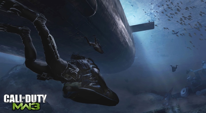 modern warfare 3, call of duty modern warfare 3, men, sea, Games, underwater, unrecognizable person, adventure, game, video, warfare, call, air vehicle