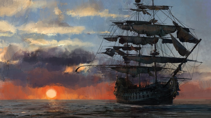 video games, 1080P, sunlight, sea, Pirate ship, Skull and Bones, clouds