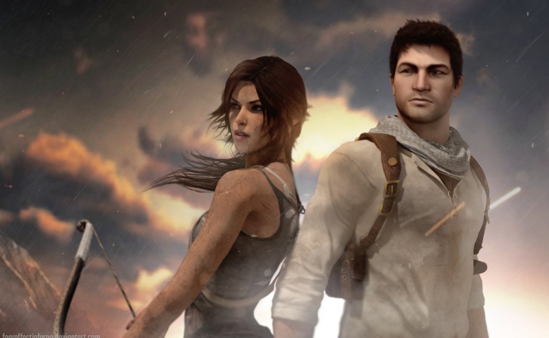 Action, nathan, women, portrait, Adventure, Legend, Tomb, LaraCroft, adult, ThirdPerson, young men, young couple, Game, togetherness, female, 2015, Croft