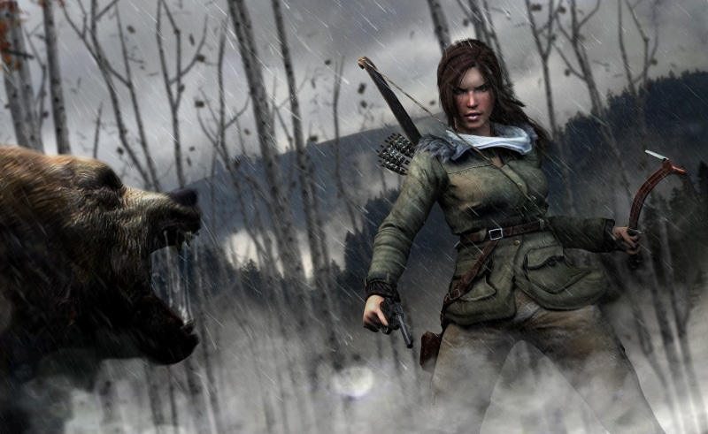 clothing, hunter, mammal, Tomb Raider, snow, Adventure, nature, conceptart, outdoors, croft, ThirdPerson, lara, RiseoftheTomb Raider, Games, LaraCroft