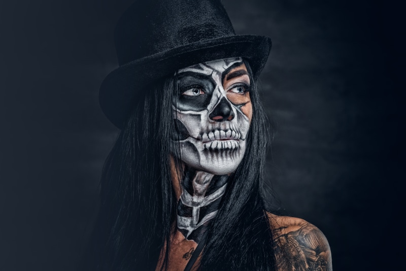 4K, sake, female, makeup, day of the dead