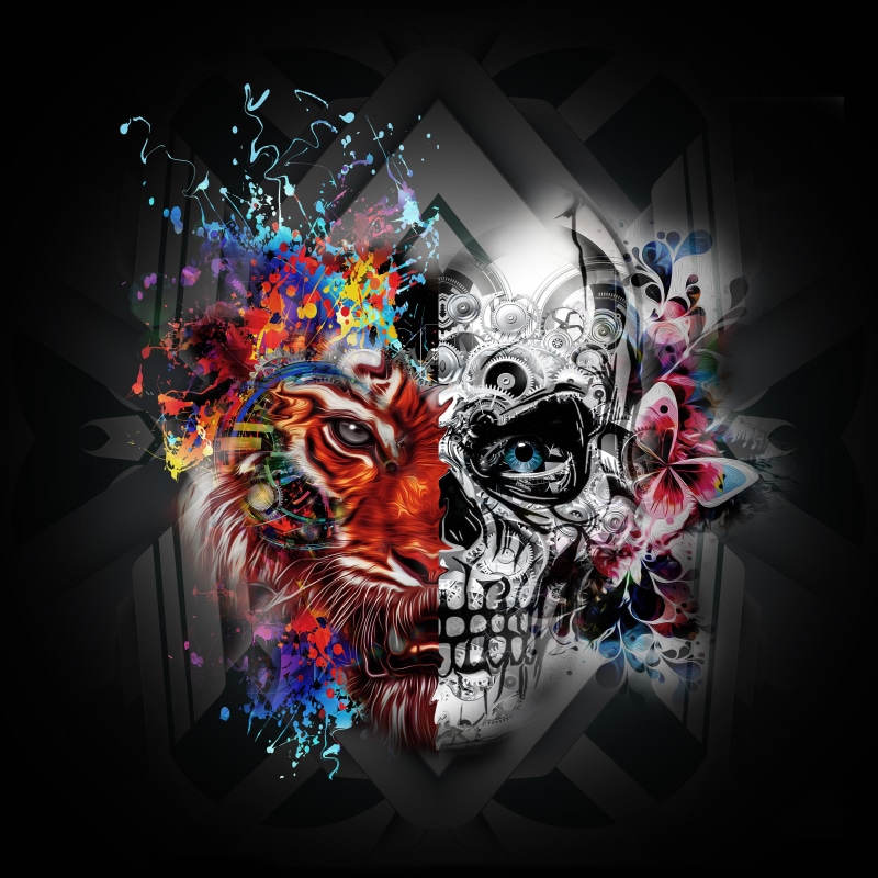 design, people, half, creativity, horror, craft, skullcandy, paint, computer Graphic, decoration, Lion, human Face, indoors, close-up, 4K, representation