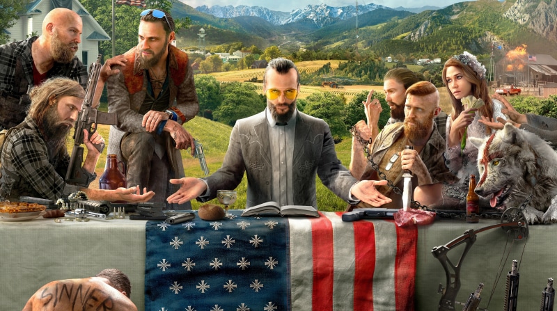 8K, Far Cry, women, farcry5, mountain, people, food and drink, 2018, travel, young men, adult, Game, day, crowd, group, Games, outdoors, group of people