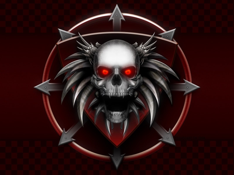 red, skull, color, art, skeletons, digital, red color, 720P, digital art, fantasy