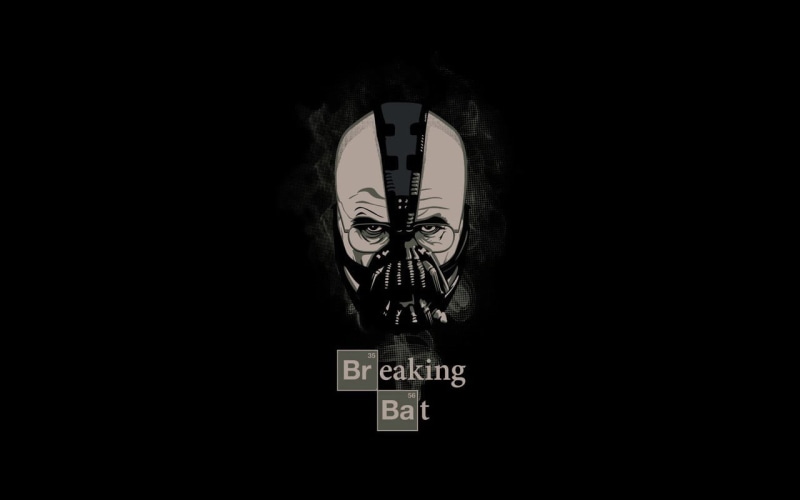 sign, Bane, bat, clock, human representation, indoors, close-up, digital, black background, 720P, built structure, creativity, dark, Breaking Bad
