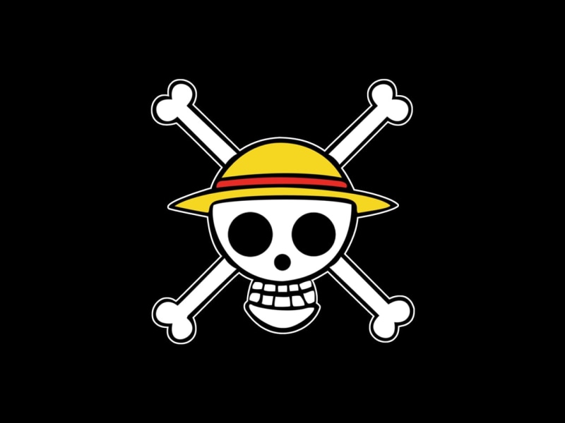 720P, art, One Piece (anime), anime, one, hd, black, background, x, hats, Skulls, piece
