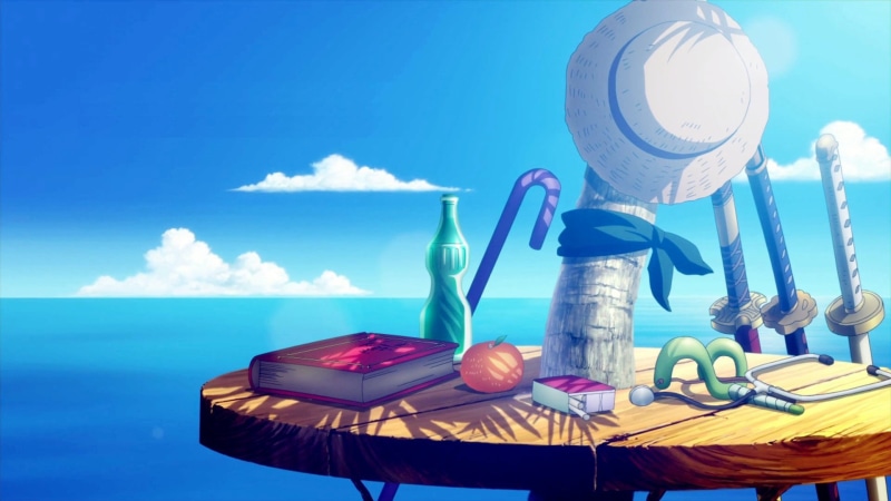 cloud - sky, turquoise colored, hat, trip, sea, horizon, land, water, day, strawhat pirates, One Piece, sky, books, holiday, bottle, beauty in nature, beach