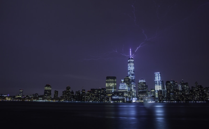 lot, nature, trade, newyork, illuminated, strikes, newyorkcity, Storm, worldtradecenter, financial district, Skyline, building exterior, tall - high, sky
