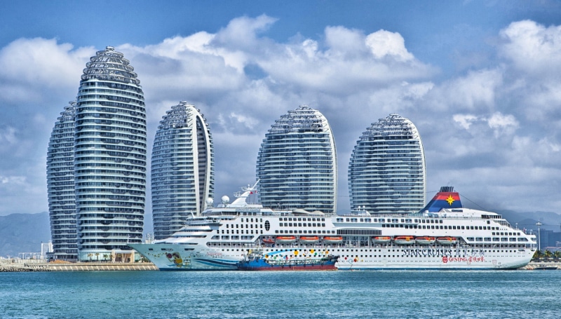 outside, architecture, apartment, ship, archipelago, oriental dubai, cruise, outdoors, travel, no people, sanya bay, urban skyline, hotels, hdr, cloud - sky