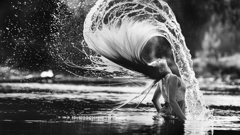 day, motion, waterfront, sleeveless, long hair, fishing industry, wet hair, splashing, in water, fishing net, lake, outdoors, water drops, s, wet, lifestyles