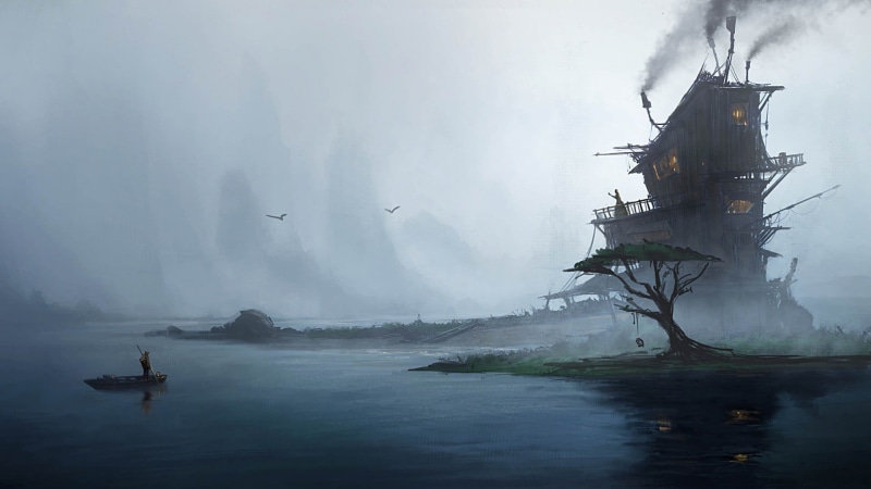 birds, scenics - nature, mode of transportation, mist, fishing industry, sailing, canoe, sky, water, travel destinations, day, 1080P, travel, fog, near