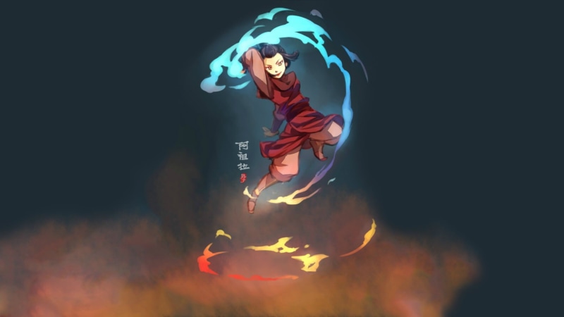 sport, young adult, jumping, adult, outdoors, women, athlete, sports clothing, 1080P, illuminated, black background, Princess Azula, night, nature, mid-air