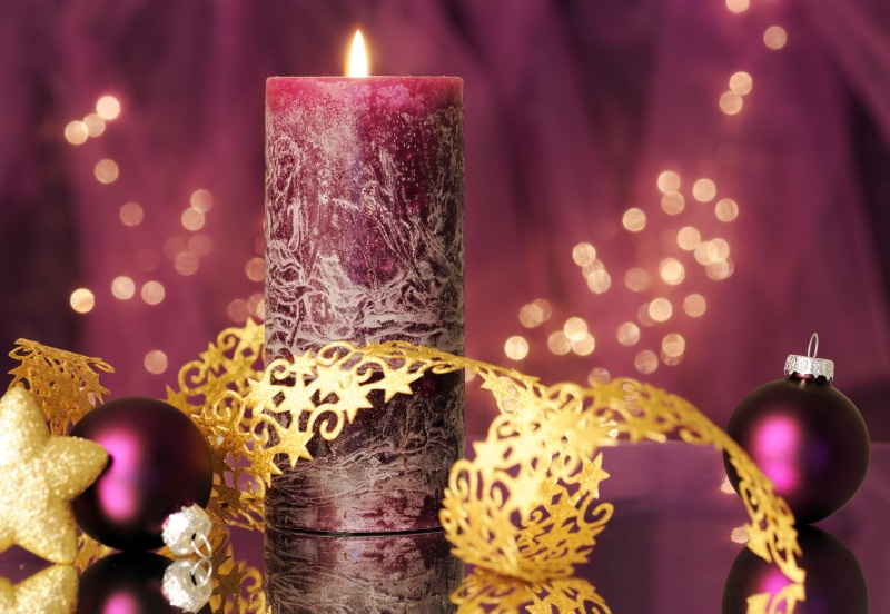 patch of reflected light, surface, decorations, light, christmas, patch, 5K, christmas decorations, reflected, candle, ribbon