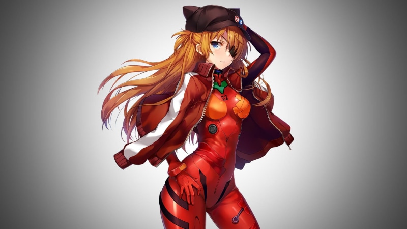 redhead, 1080P, Asuka Langley Soryu, red jackets, Neon Genesis Evangelion, eye patch, plugsuit