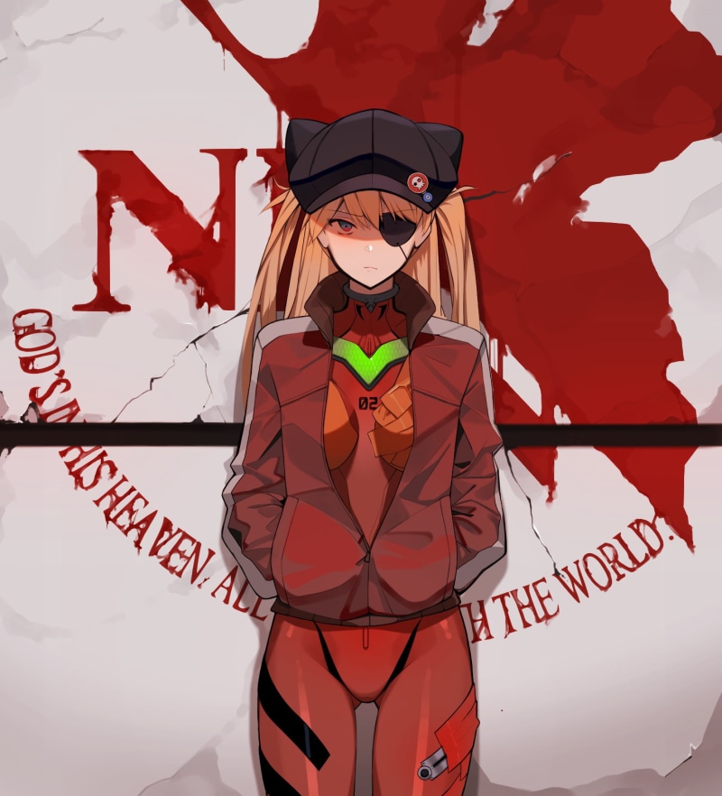 720P, redhead, Neon Genesis Evangelion, anime girls, Asuka Langley Soryu, eye patch