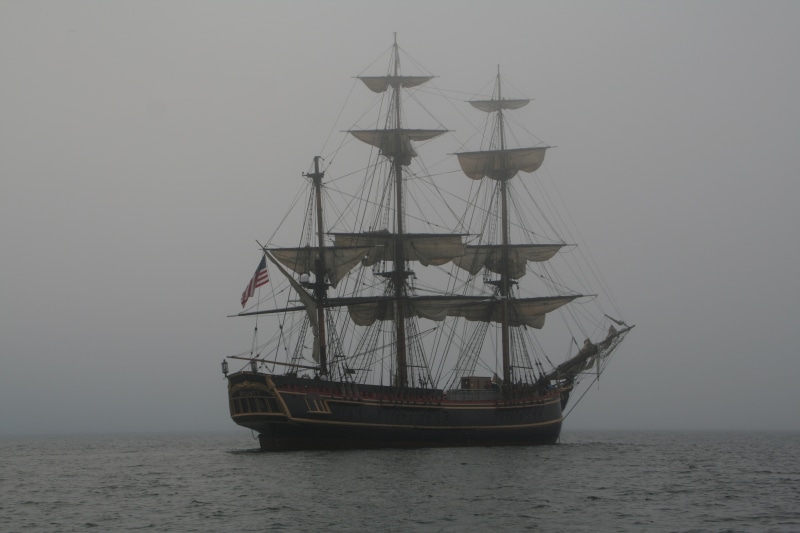 beauty in nature, 2K, ship, sailing, antique, mist, sky, mode of transportation, old, waterfront, sea, nature, water, vessel, nautical Vessel, boat, nautical