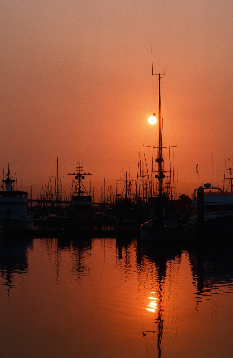 docked, dock, nautical, pole, waterfront, port, orange color, shore, boat, mast, scenics - nature, yacht, nautical vessel, ocean, fishing, water, background