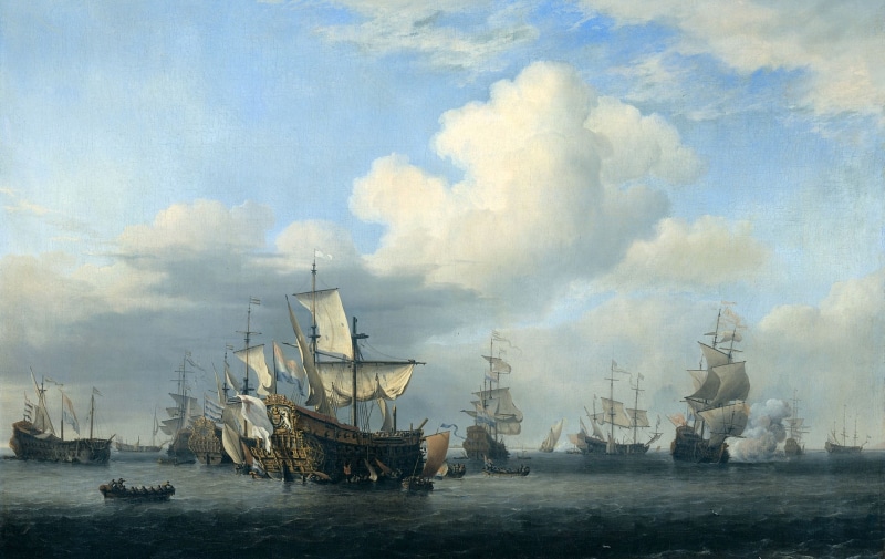 Captured Ships After A Four-Day Battle, canvas, Willem van de Velde the Younger, oil, 1080P, picture