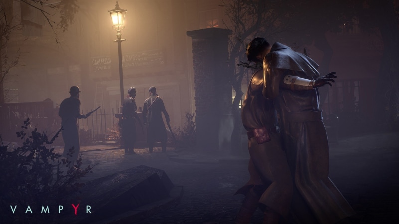illuminated, 1080P, street, vampyr, architecture, group of people, built structure, city, lighting equipment, real people, night, people, men, full length