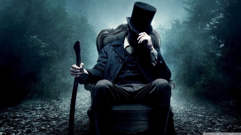 men, adult, nature, fog, Abraham Lincoln: Vampire Hunter, clothing, sitting, mask, chair, sadness, one person, water, full length, obscured face, casual clothing