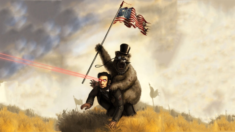 lincoln, art, bears, flag, 1080P, monocle, Abraham Lincoln, x, american, hd, abraham, animals, funny, flags