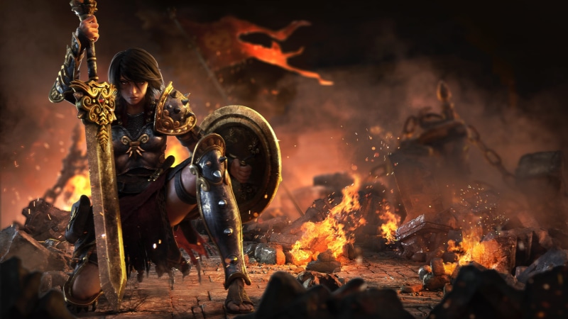 Bellona (Smite), 4K, Video Game, Woman Warrior, Smite, Sword, Shield