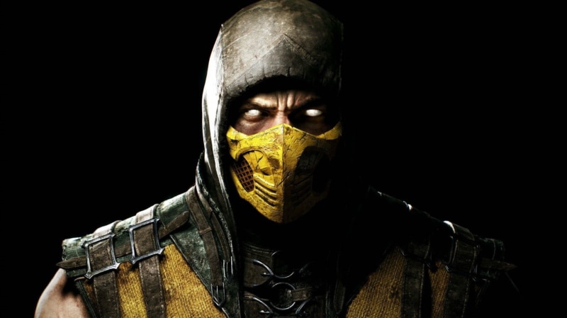 dark, security, 720P, scorpion, Mortal Kombat, young adult, video games, combat, portrait, obscured face, covering, one person, studio shot, looking at camera