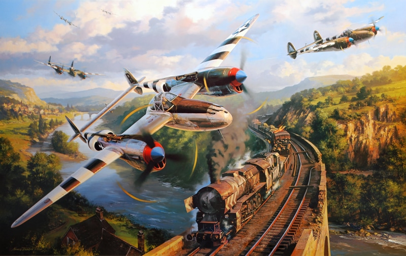 nicolas trudgian, p 38, airplane, art, war, on the move, american fighter, adventure, motion, digital, attack, men, bomber, 2K, plane, dogfight, combat