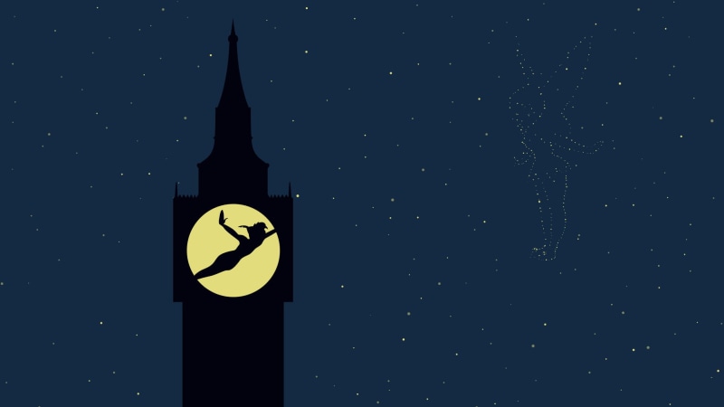 pan, peter, tinkerbell, disney, stars, hd, 1080P, cartoon/comic, night